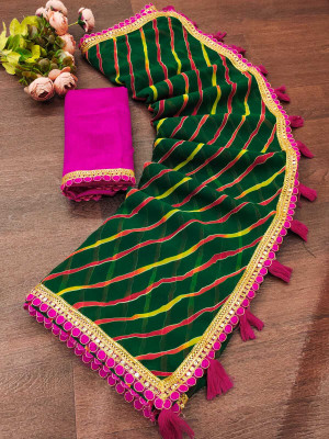 TANVIR Embellished Saree with Attached Blouse Georgette Saree(Multicolor)