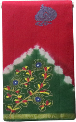NB Cotton World Hand Painted, Woven Daily Wear Pure Cotton Saree(Red)