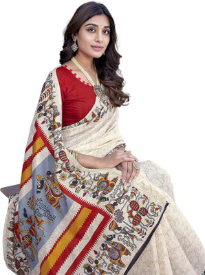 Priyashi Printed Bollywood Art Silk Saree(Orange)