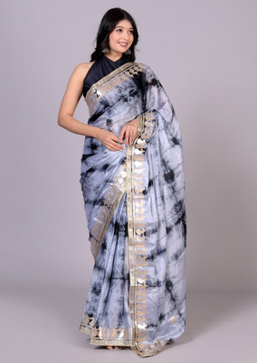 NeeLKANTH ENTERPRISE Embroidered Bandhani Silk Blend Saree(Grey)