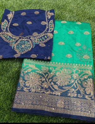 Banaras silk palace Woven Dharmavaram Cotton Silk Saree(Green)