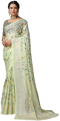 Virendra Textiles Printed Bollywood Chiffon Saree(Green)