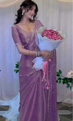 KivaWear Embellished Bollywood Jimmy choo Saree(Purple)