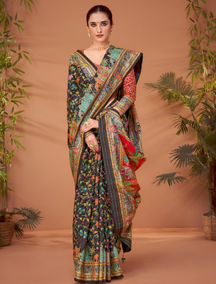 Labheshwari Printed Banarasi Pure Silk Saree(Multicolor)