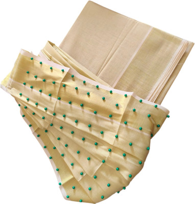 South Weavers Solid/Plain Bollywood Tissue Saree(Cream)