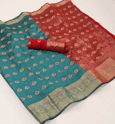 SHREE NATH CREATION Self Design, Paisley Banarasi Cotton Silk, Cotton Blend Saree(Light Green)