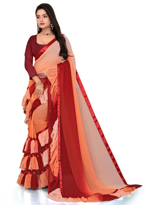 Fashion Day Self Design Bollywood Georgette Saree(Maroon)