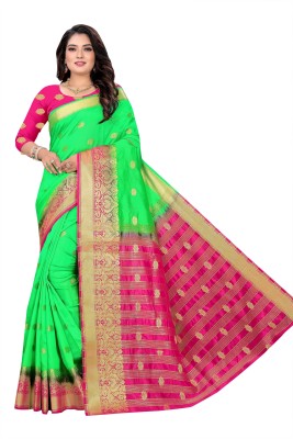 ANISSA SAREE Woven Kanjivaram Art Silk Saree(Light Green)