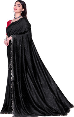 radhe creation Self Design Bollywood Silk Blend Saree(Black)