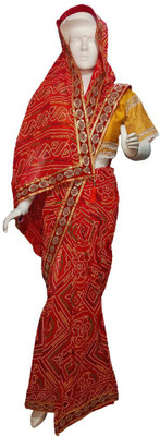 RK Creation Embroidered Bollywood Georgette Saree(Red, Green)