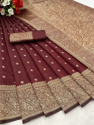 FashDeal Self Design Venkatagiri Silk Blend Saree(Maroon)