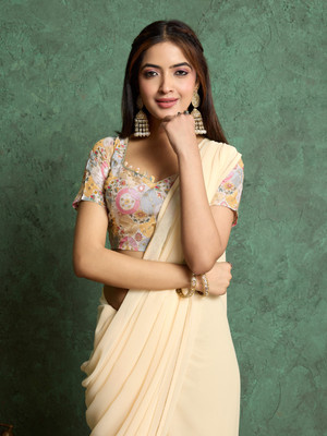 Tasrika Dyed Bollywood Chiffon Saree(Beige)