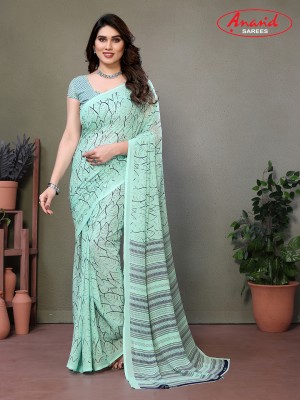 Anand Sarees Paisley, Geometric Print Daily Wear Georgette Saree(Green)