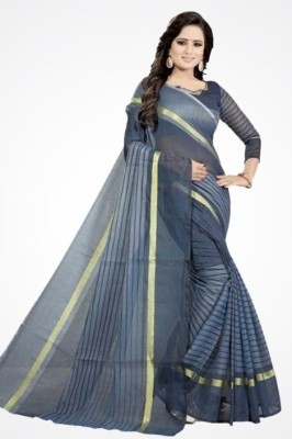 Saadhvi Printed Kanjivaram Cotton Blend Saree(Grey)