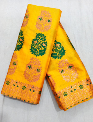 Mekhla Chador Woven Mekhela Chador Pure Silk Saree(Gold)