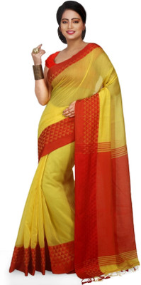 pal saree mahal Temple Border Handloom Cotton Silk Saree(Blue)