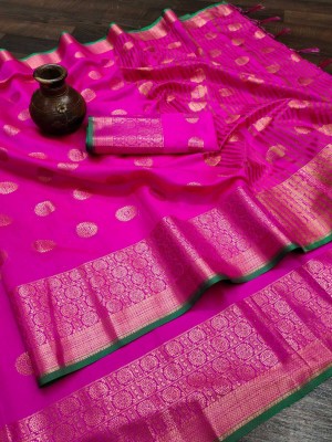 Saaransh Self Design, Woven Kanjivaram Pure Silk, Art Silk Saree(Pink)