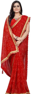 Damru trendz Digital Print Bollywood Georgette Saree(Red)