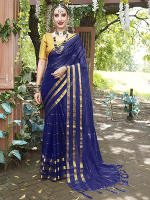ANOUK Woven Mysore Chiffon Saree(Blue)
