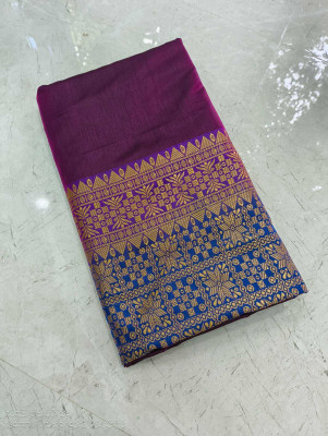 Ahamadcreation Woven Banarasi Handloom Satin Saree(Magenta)