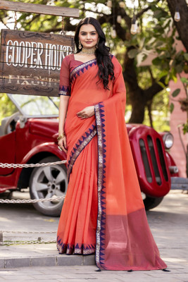 sarify creation Temple Border Daily Wear Pure Cotton Saree(Multicolor)