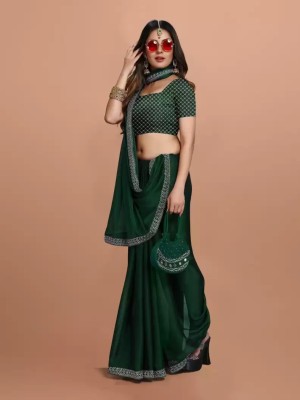 Nena Fashion Embroidered Bollywood Cotton Silk Saree(Green)