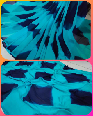 KHATRI AND SONS Color Block Bandhani Chiffon Saree(Blue)