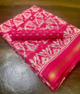 Gugaliya Geometric Print Jamdani Art Silk, Cotton Blend Saree(Multicolor)