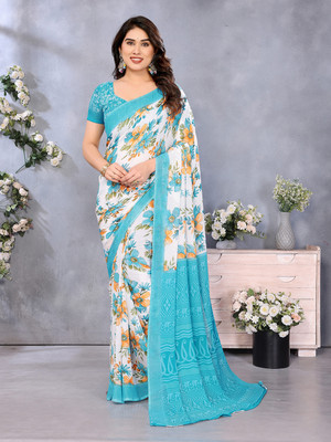 Moda Rapido Floral Print Regular Sari Georgette Saree(Multicolor)