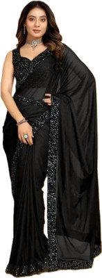 Mijashree Embellished Bollywood Silk Blend Saree(Black)