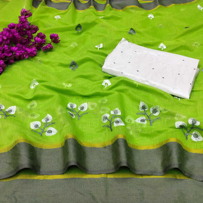 JPBANNA Self Design Bollywood Chanderi Saree(Light Green)