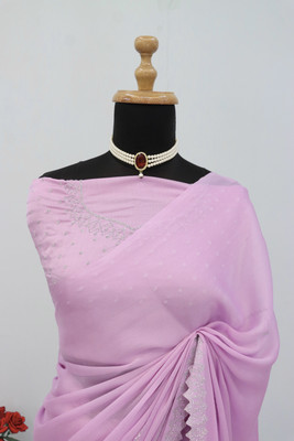 JennyFeb Villa Embellished Bollywood Pure Silk Saree(Purple)