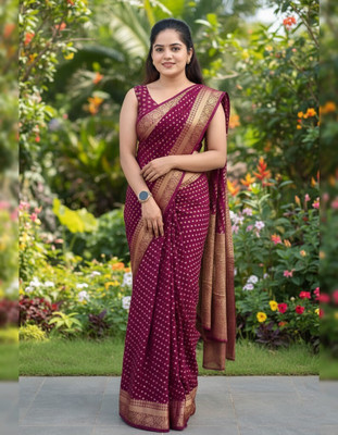 SuratSareeMall Woven, Self Design Banarasi Jacquard Saree(Purple)