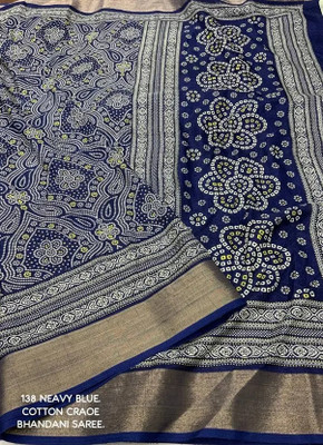HouseOfCommon Printed Bollywood Cotton Linen Saree(Blue)