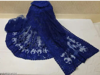 NIYANTAKSH Embroidered Bollywood Net Saree(Blue)