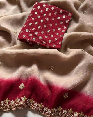 Ethina Fashion Embellished Bollywood Jimmy choo Saree(Beige)