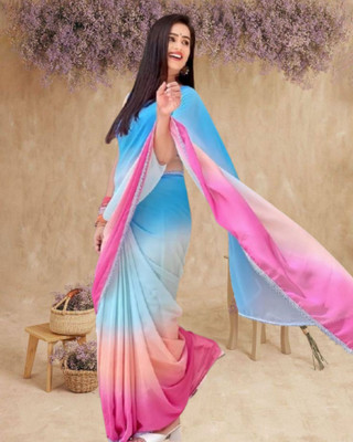 Jayu Dyed Bollywood Georgette Saree(Blue)