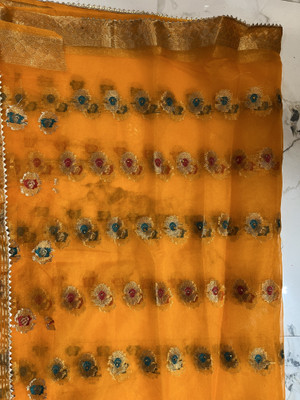 GENRAL Woven, Embroidered, Floral Print, Blocked Printed Bollywood Organza Saree(Pink)