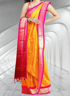 Shruti Bandhani Woven Paithani Pure Silk Saree(Gold)