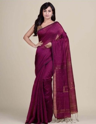 RM CREATION Self Design Handloom Handloom Cotton Silk Saree(Purple)