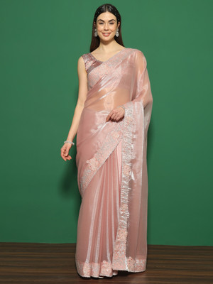 Sareemall Embellished Bollywood Organza Saree(Pink)