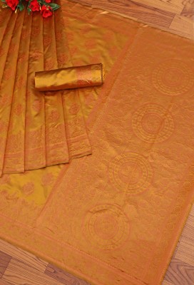 laxmi creation Self Design Banarasi Jacquard Saree(Mustard)