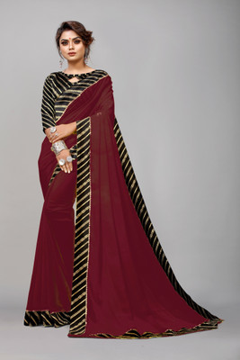 ONpeak Self Design, Embellished, Dyed, Solid/Plain Bollywood Georgette, Lace Saree(Maroon)