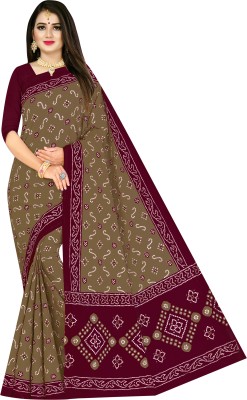 SARITA SAREES Printed Bandhani Pure Cotton Saree(Beige)