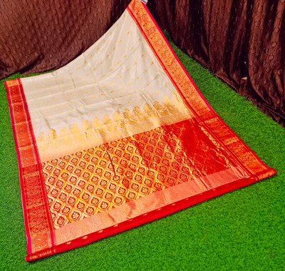 Spewim Woven Paithani Art Silk Saree(Cream)
