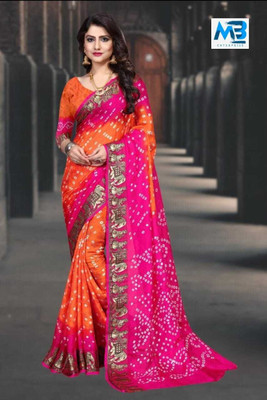 M.B.ENTERPRISE Self Design Bandhani Art Silk Saree(Green)