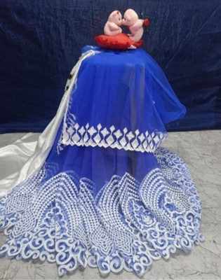 NIYANTAKSH Embroidered Chanderi Net Saree(Blue)