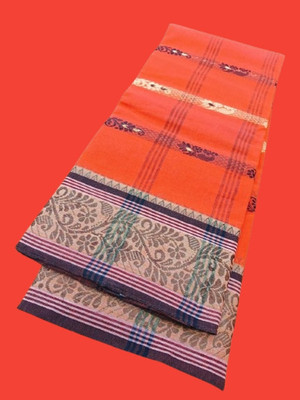 Happy Creation Woven Jamdani Handloom Cotton Blend Saree(Multicolor)