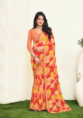 Laxmipati sarees Printed Bollywood Georgette Saree(Multicolor)