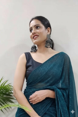 Amavii Solid/Plain Bollywood Lycra Blend Saree(Pack of 2, Green, Black)